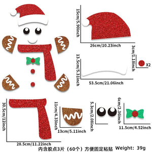 Christmas Door Window Stickers Felt Cloth Snowman Santa Claus Elk Wall Sticker Christmas Home Decoration Happy New Year 2024