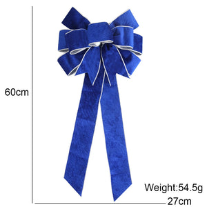 1pc 60CM Christmas Bow Wire Trimmed Flannelette Retro Ribbon Bow-Knot Pendant Christmas Decoration Supplies 4 Color Optional