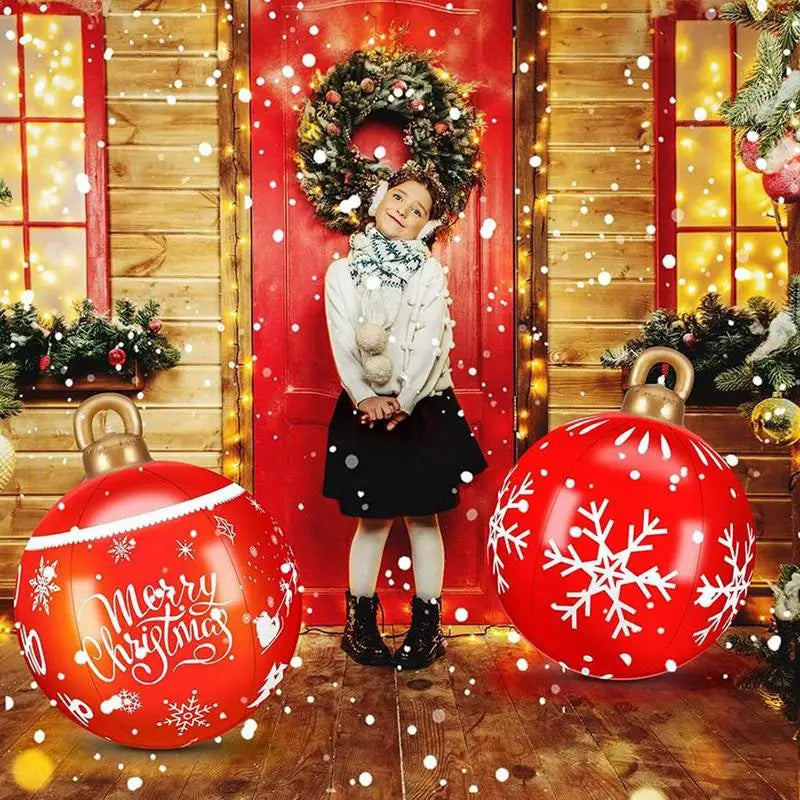 Christmas Decorative Ball 24 Inch Giant Xmas Ball PVC Inflatable Decorated Ball For Chiristmas Party Indoor Outdoor Decoration