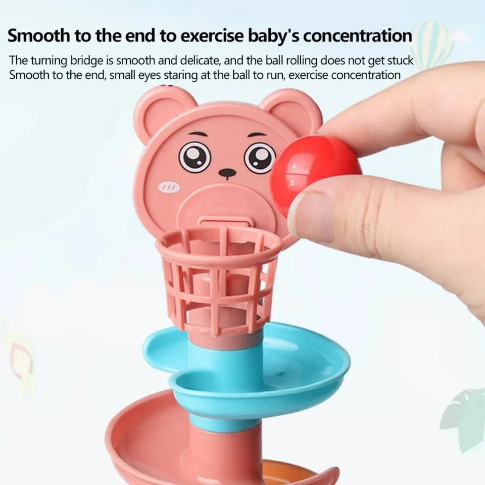 Baby Puzzle Track Turn Around  Track Rolling Ball Mental Sliding Ball Tower Education Assembling Toy Gift Stacking Toy for Kids