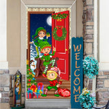 Christmas Door Christmas Door Cover Dog Xmas Tree Gift Decor Outdoor Photo Door Curtain Creative Christmas Hanging Cloth Blanket