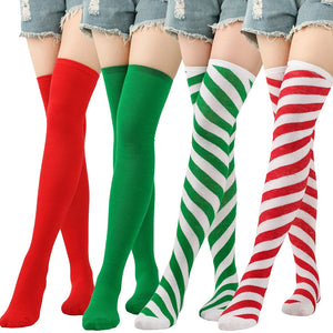 Chiristmas Women Stocking Candy Color Long Socks Warm Thigh High Overknee Decor Christmas Stylish Ladies Womens Silk Stockings