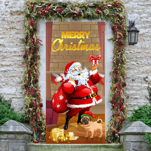 Christmas Door Christmas Door Cover Dog Xmas Tree Gift Decor Outdoor Photo Door Curtain Creative Christmas Hanging Cloth Blanket