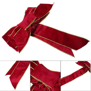 1pc 60CM Christmas Bow Wire Trimmed Flannelette Retro Ribbon Bow-Knot Pendant Christmas Decoration Supplies 4 Color Optional