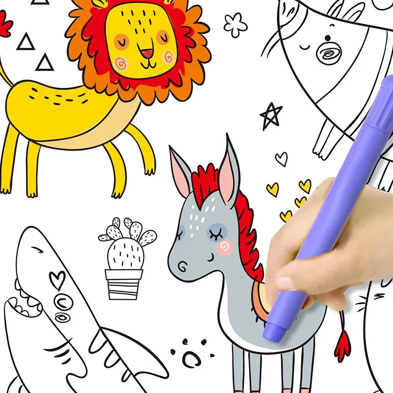 Children's Drawing Roll DIY Coloring Paper Roll Color Filling Paper Graffiti Scroll Paper-cut for Kids Painting Educational Toys