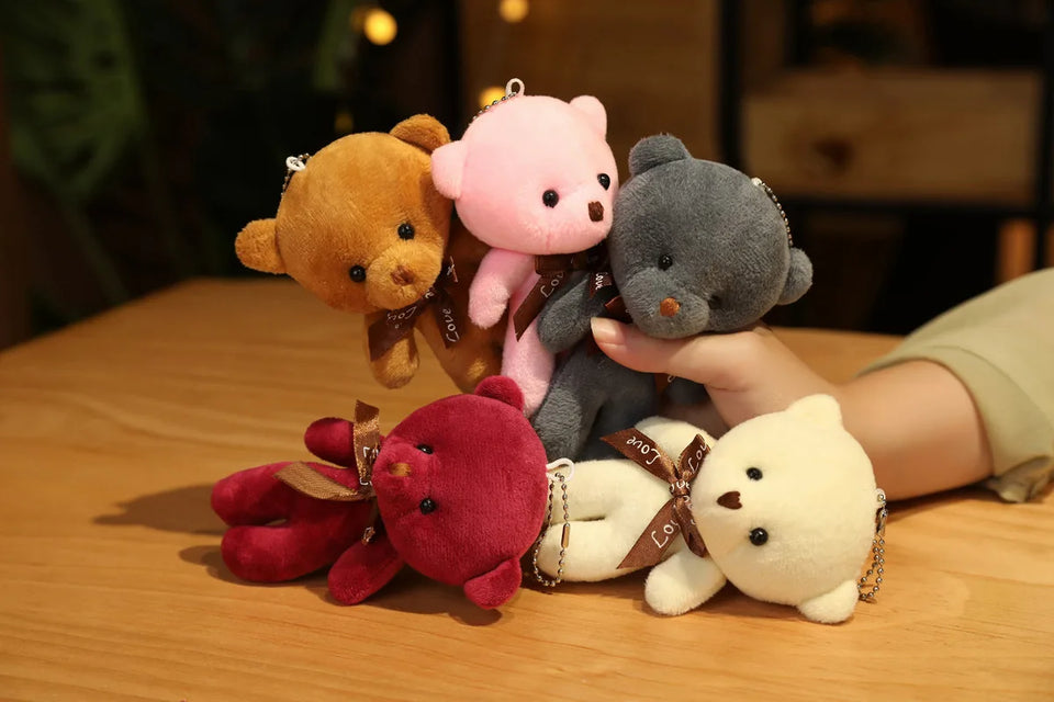 New Color Teddy Bear Dolls 12cm Soft Stuffed Animals Bear Plush Toy Pendent Cute Cute Girl Keychain Wedding Children Party Gifts