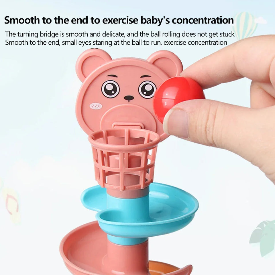 Baby Puzzle Track Turn Around  Track Rolling Ball Mental Sliding Ball Tower Education Assembling Toy Gift Stacking Toy for Kids