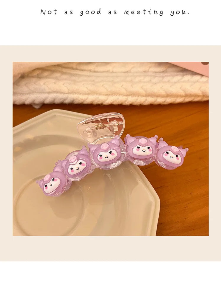 2024 New Sanrio Cinnamoroll Kuromi My Melody Hair Accessories Crab Hair Clip Shark Clip Vintash Hair Ring Hair Accessories Gifts