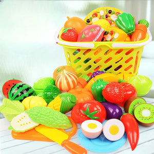 Children Simulation Kitchen Toys Set Pretend Play Fruit Vegetable Pizza Cutting Early Education Toys for Kids Play House Game