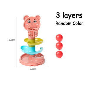 Baby Puzzle Track Turn Around  Track Rolling Ball Mental Sliding Ball Tower Education Assembling Toy Gift Stacking Toy for Kids