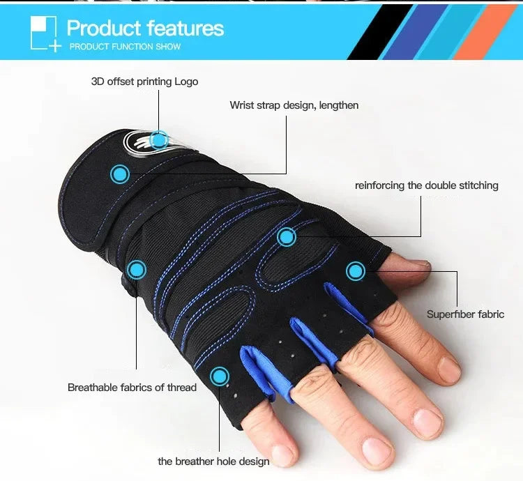 Gym Gloves for Men Women Fitness Weight Lifting Wristband Gloves Body Building Training Sports Exercise Cycling Glove Shockproof