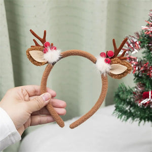 Christmas Hair Hoop Girls Plush Reindeer Antlers Deer Ear Christmas Party Cosplay Headbands Festival Hair Accessories Gifts