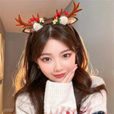 Christmas Hair Hoop Girls Plush Reindeer Antlers Deer Ear Christmas Party Cosplay Headbands Festival Hair Accessories Gifts