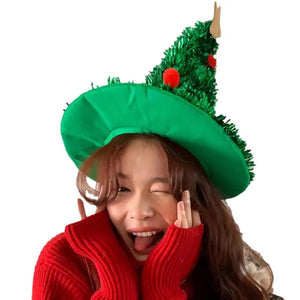 NEW 2024 Christmas Tree Hat Ins Creative Xmas Headwear for Girls New Year Party Supplies Merry Christmas Hats Costume Props