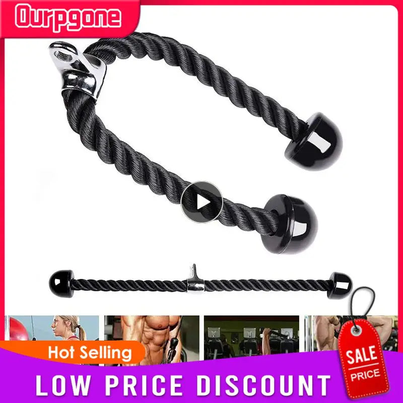 Muscle Training Gym Triceps Rope Cable Attachment 27.6 Inch Rope Black Exercise Body Workout for Home or Gym