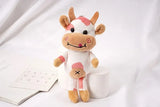 15cm Cute Milk Cow Plush Toy Animal Stuffed Doll Keyring Festival Birthday Gift Kawaii Decor Plush Keychain Toys for Boys Girls