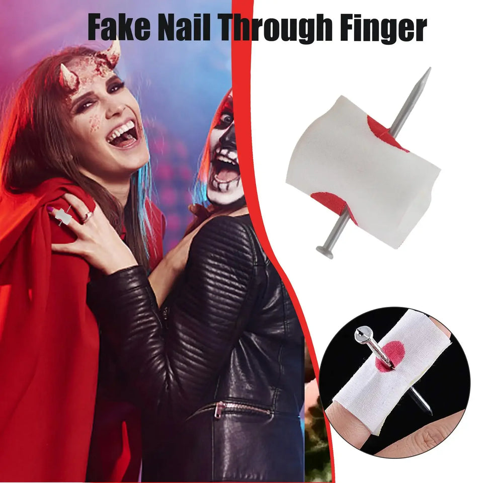 Fake Nail Through Finger Prank Toy Kids Novelty Magic Friend Halloween Scare Trick Joke Toy Practical Fool Jokes Gags