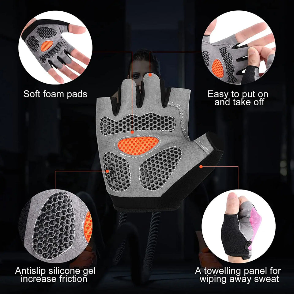 Gym Dumbbell Gloves Men Women Weightlifting Fitness Sport Training Exercise Gloves Non Slip Breathable Half Finger Cycling Glove