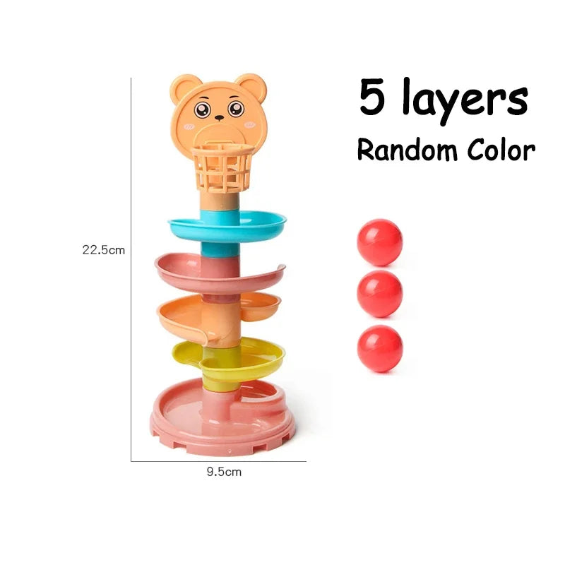 Baby Puzzle Track Turn Around  Track Rolling Ball Mental Sliding Ball Tower Education Assembling Toy Gift Stacking Toy for Kids