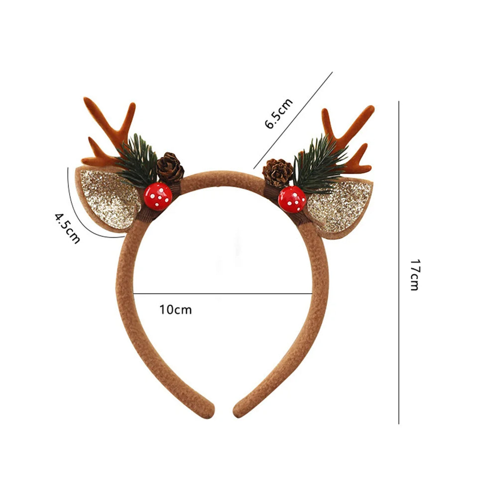 Christmas Hair Hoop Girls Plush Reindeer Antlers Deer Ear Christmas Party Cosplay Headbands Festival Hair Accessories Gifts