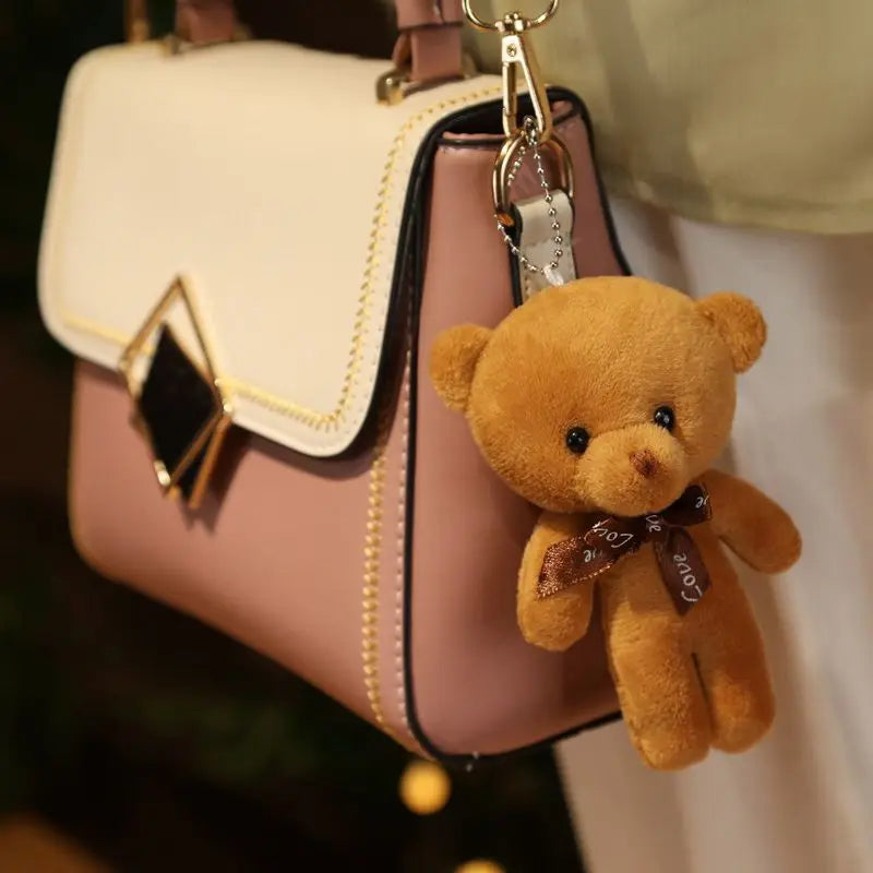 New Color Teddy Bear Dolls 12cm Soft Stuffed Animals Bear Plush Toy Pendent Cute Cute Girl Keychain Wedding Children Party Gifts