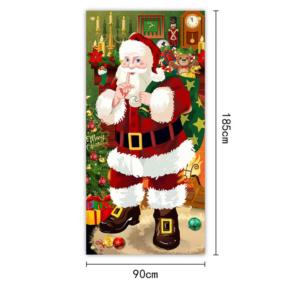 Christmas Door Christmas Door Cover Dog Xmas Tree Gift Decor Outdoor Photo Door Curtain Creative Christmas Hanging Cloth Blanket