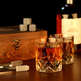 Whiskey Stones & Glasses Set, Granite Ice Cube For Whisky, Whisky Chilling Rocks In Wooden Box, Best Gift For Dad Husband Men