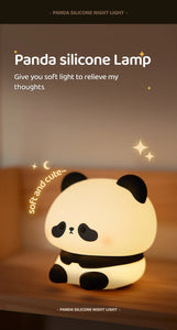 Panda LED Night Light Cute Silicone Night Light USB Rechargeable Touch Night Lamp Bedroom Timing Lamp Decoration Children's Gift