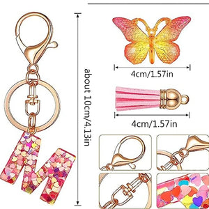 Fashion DIY A-Z Letters keychain Metal Holder Pendent Key Chain Women Car Key Ring Simple Letter Name Key Party Gift Jewelry