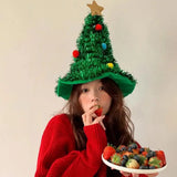 NEW 2024 Christmas Tree Hat Ins Creative Xmas Headwear for Girls New Year Party Supplies Merry Christmas Hats Costume Props