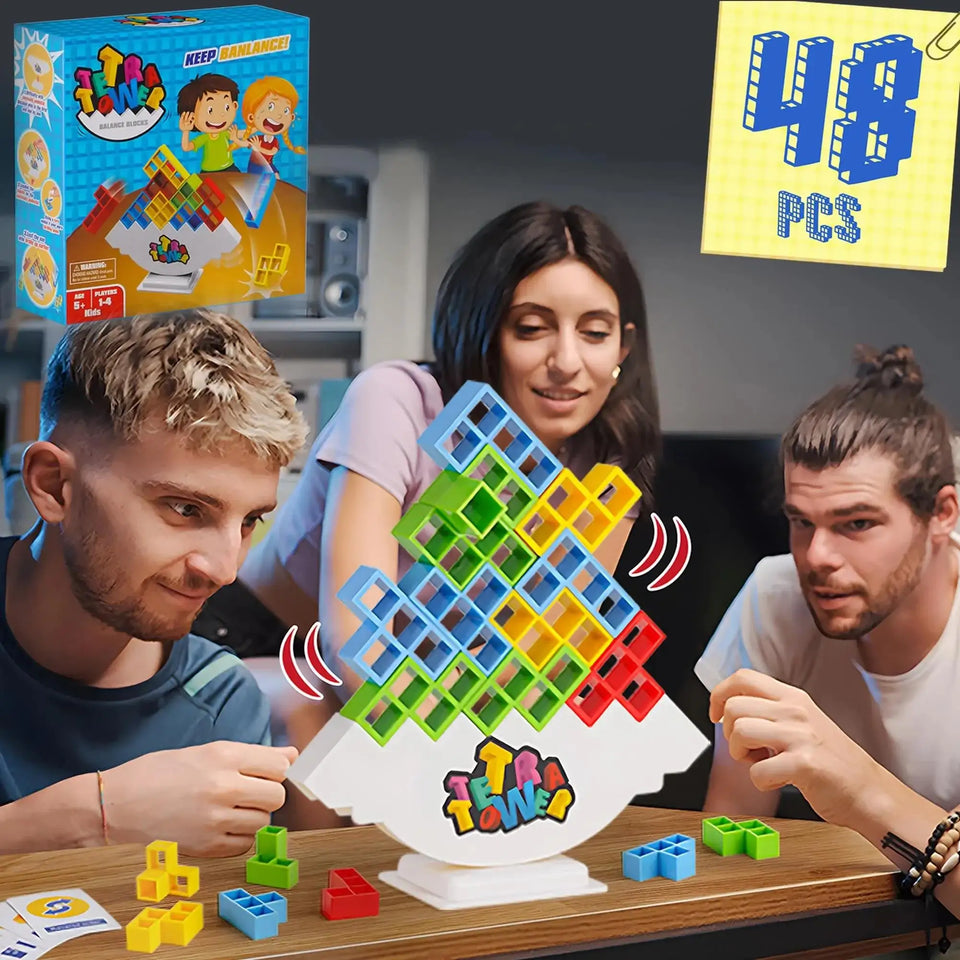 64PCS Tetra Tower Fun Balance Stacking Building Blocks Board Game for Kids Adults Friends Team Dorm Family Game Night and Partie