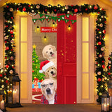 Christmas Door Christmas Door Cover Dog Xmas Tree Gift Decor Outdoor Photo Door Curtain Creative Christmas Hanging Cloth Blanket