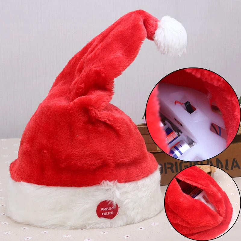 Electric Christmas Hat Musical Dance Christmas Claus Hat Electric Swing Christmas Hat Singing Rocking Children Xmas Hat