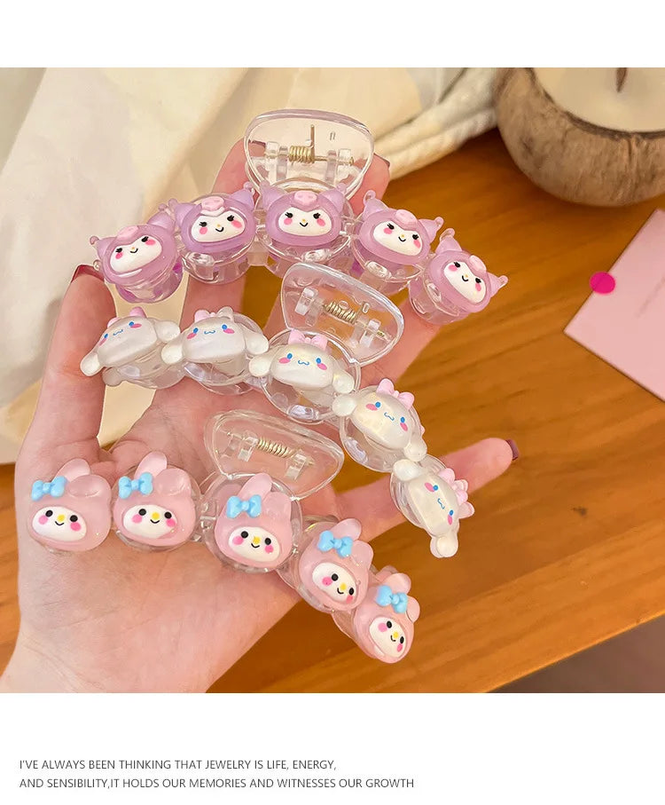 2024 New Sanrio Cinnamoroll Kuromi My Melody Hair Accessories Crab Hair Clip Shark Clip Vintash Hair Ring Hair Accessories Gifts