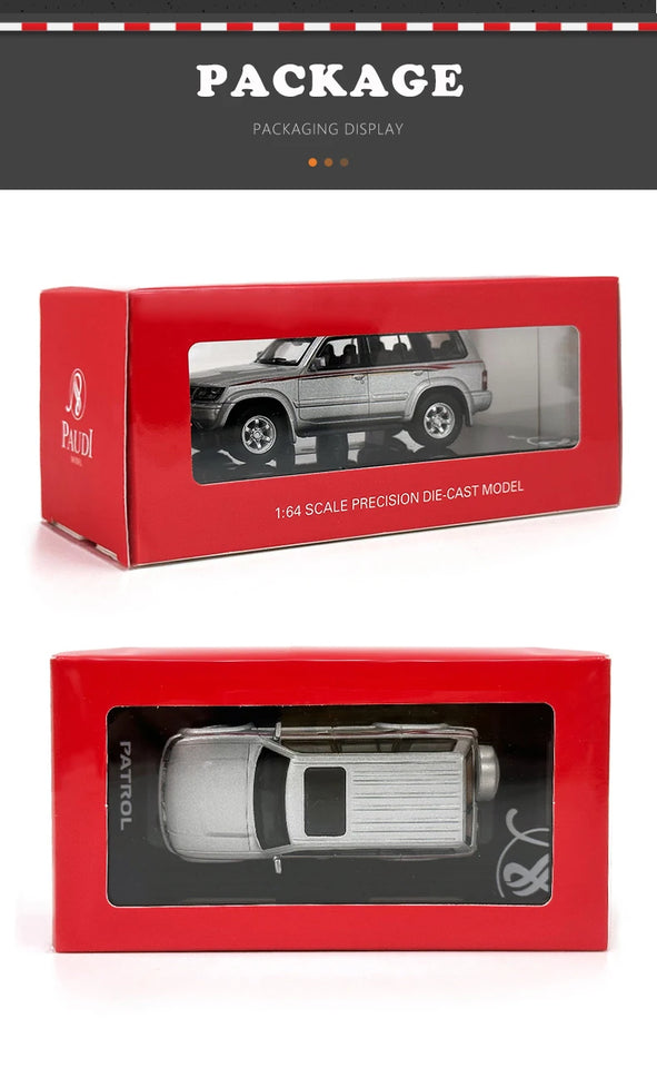 1:64 Scale Nissan Patrol 1998 Y61 Car Model 1:64 Metal Diecast Miniature Ariya X-trail Q50S Q70L QX70S QX60 QX80 Vehicle Toys