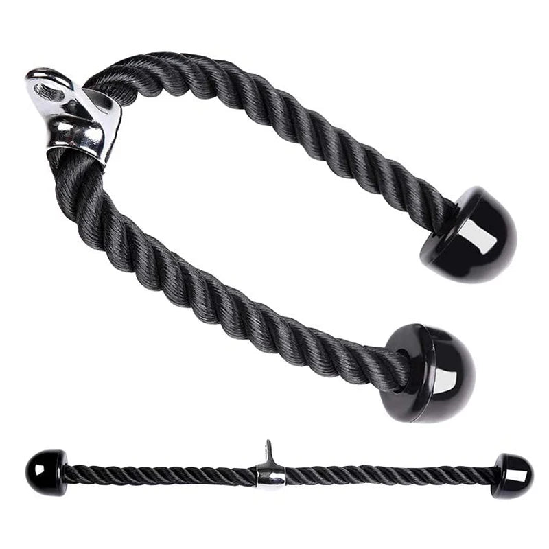 Muscle Training Gym Triceps Rope Cable Attachment 27.6 Inch Rope Black Exercise Body Workout for Home or Gym