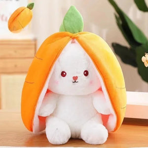 Funny Joy  Fruit Bunny Plush Toy Cute Carrot Strawberry Turn Into Rabbit Plush Toy Kids Birthday Christmas Gift