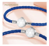 High Quality 316L Stainless Steel Snowflake Shape Bracelet for woman Blue Genuine Braided Leather Bracelet Chiristmas Gifts