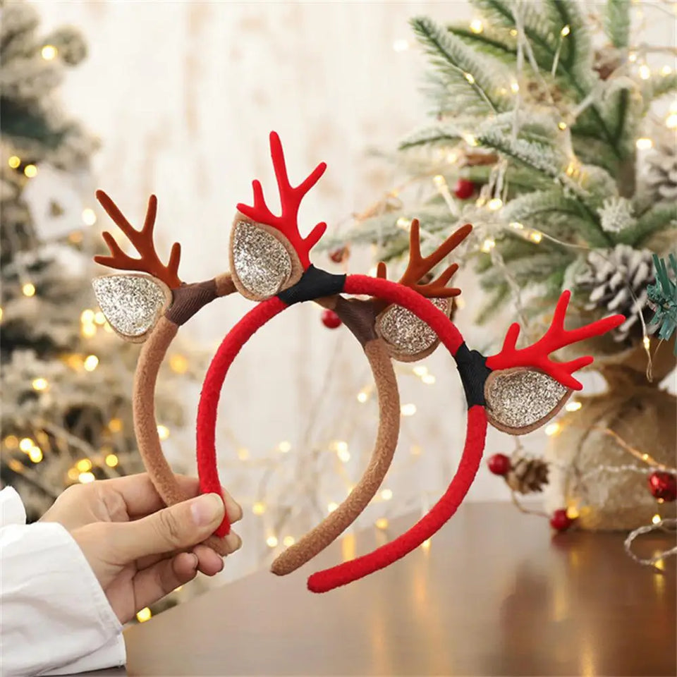 Christmas Hair Hoop Girls Plush Reindeer Antlers Deer Ear Christmas Party Cosplay Headbands Festival Hair Accessories Gifts