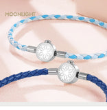 High Quality 316L Stainless Steel Snowflake Shape Bracelet for woman Blue Genuine Braided Leather Bracelet Chiristmas Gifts