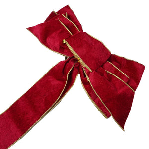 1pc 60CM Christmas Bow Wire Trimmed Flannelette Retro Ribbon Bow-Knot Pendant Christmas Decoration Supplies 4 Color Optional