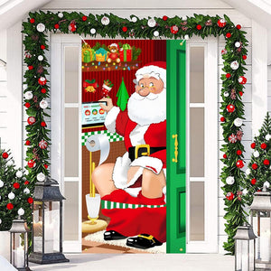 Christmas Door Christmas Door Cover Dog Xmas Tree Gift Decor Outdoor Photo Door Curtain Creative Christmas Hanging Cloth Blanket