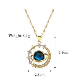 316L Stainless Steel Sun Pendant Necklace For Women Exquisite and Fashionable Planet Clavicle Chain Girls Party Jewelry Gifts