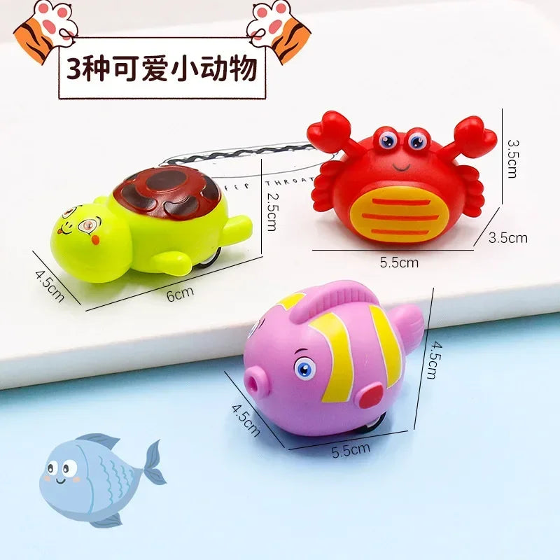 1pcs Wind Up Toys for Children Cute and Fun Crab Turtle Fish Baby Marine Animal Spinning Bike Kindergarten  Activity Small Gift