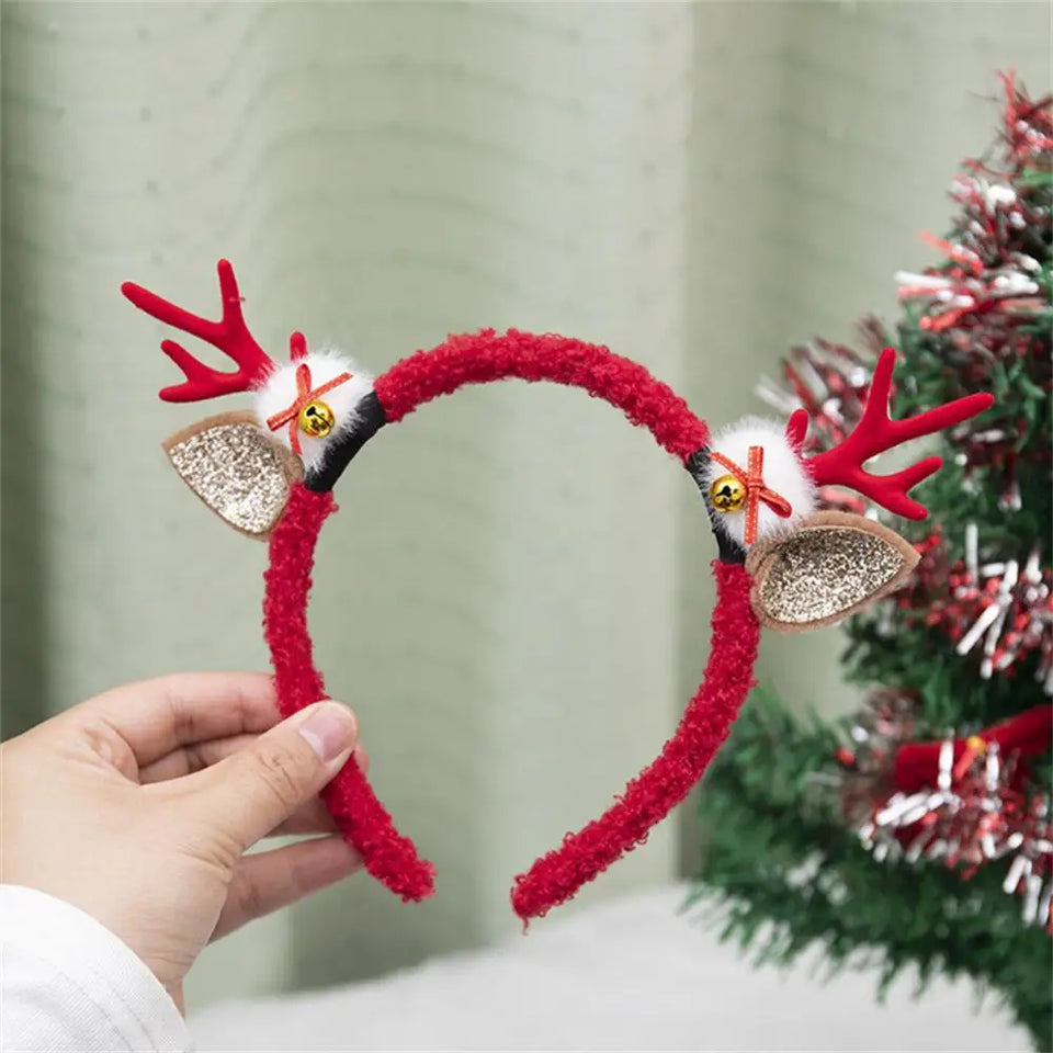 Christmas Hair Hoop Girls Plush Reindeer Antlers Deer Ear Christmas Party Cosplay Headbands Festival Hair Accessories Gifts