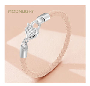 New Luxury S925 Sterling Silver Bracelet for Women Zirconia Love Heart Leather Bracelet Fashion Female Jewelry Chiristmas Gifts