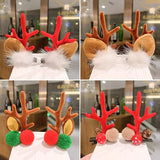 Christmas Headband Reindeer Antlers Horn Flower Hair Band Clasp Headwear for Kids Adult New Year Navidad Party Halloween Cosplay