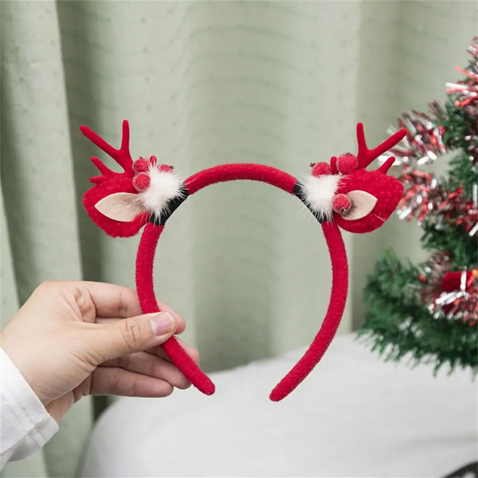 Christmas Hair Hoop Girls Plush Reindeer Antlers Deer Ear Christmas Party Cosplay Headbands Festival Hair Accessories Gifts