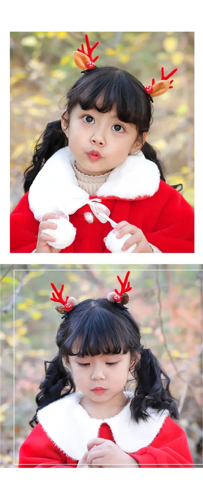 Christmas Headband Reindeer Antlers Horn Flower Hair Band Clasp Headwear for Kids Adult New Year Navidad Party Halloween Cosplay