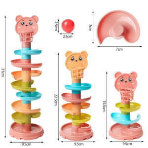 Baby Puzzle Track Turn Around  Track Rolling Ball Mental Sliding Ball Tower Education Assembling Toy Gift Stacking Toy for Kids